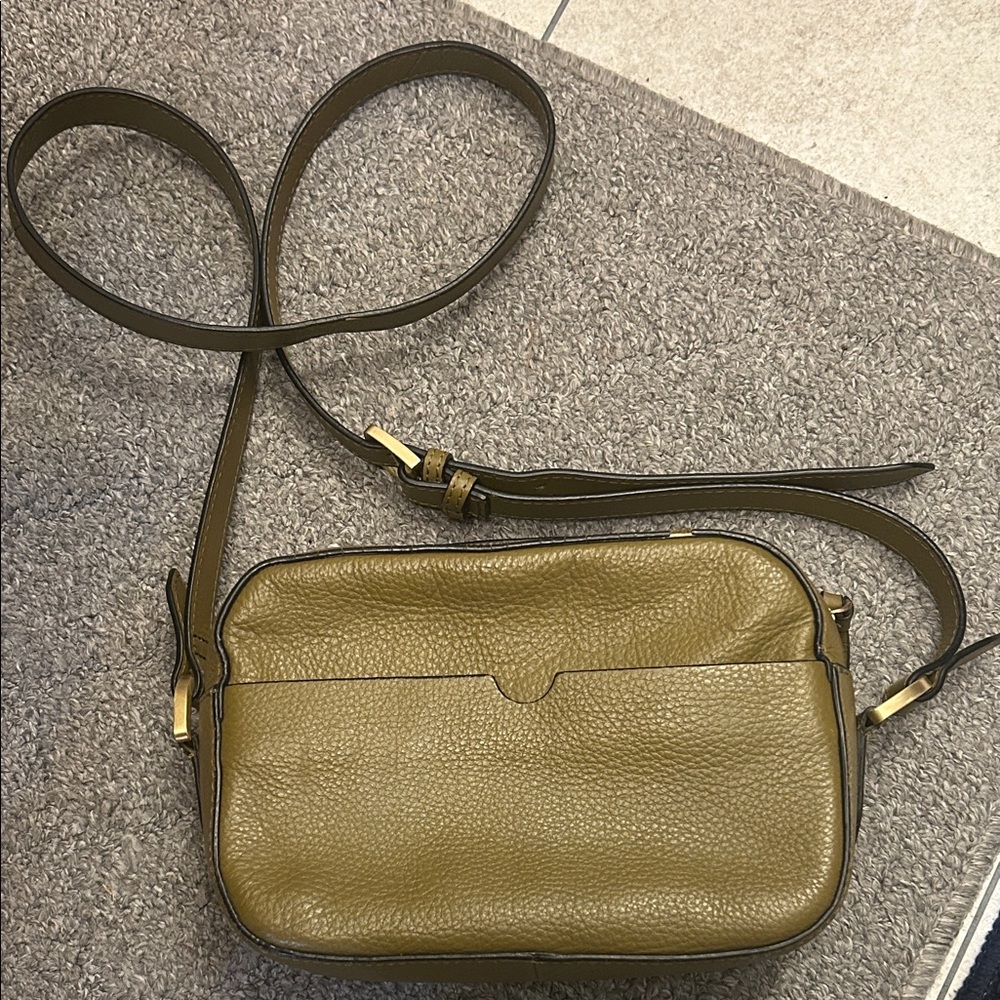 Olive Green Leather Crossbody Bag